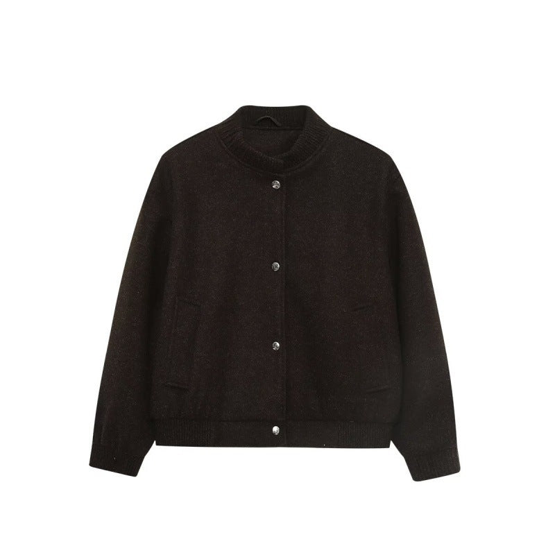 Men's wool blend bomber jacket with ribbed cuffs and snap button placket Mune Fashion