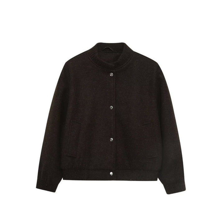 Men's wool blend bomber jacket with ribbed cuffs and snap button placket Mune Fashion