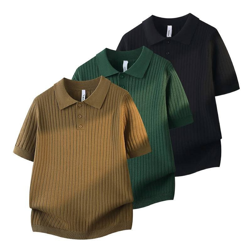 Ladies Fashion Short Sleeve Polo Shirt with Ribbed Texture Mune Fashion
