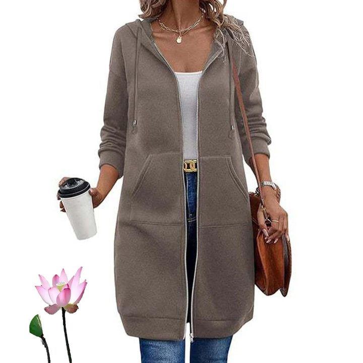 Women's Long Hooded Coat with Pockets