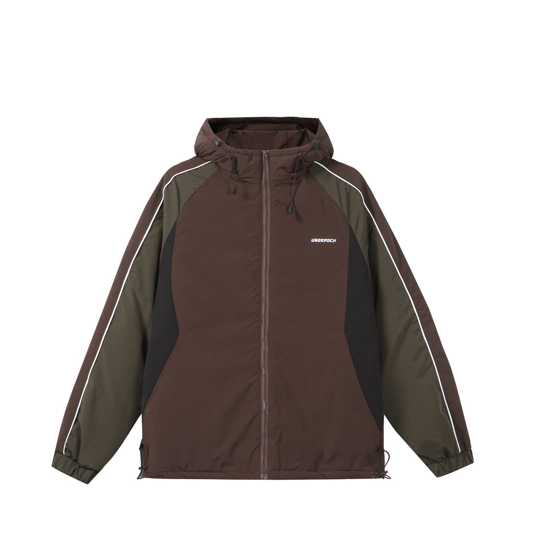 Unisex Short Cut Quilted Hooded Jacket with Reflective Piping and Drawstring Hem Mune Fashion