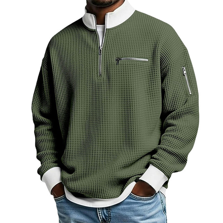 Men's sporty quarter-zip pullover with textured pattern Mune Fashion