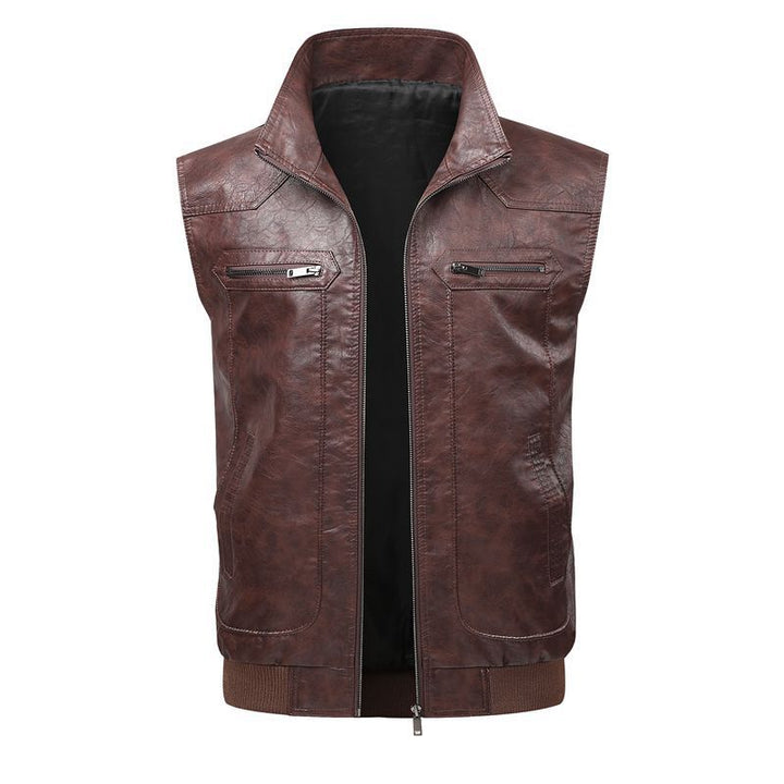 Men Stylish Faux Leather Vest Mune Fashion