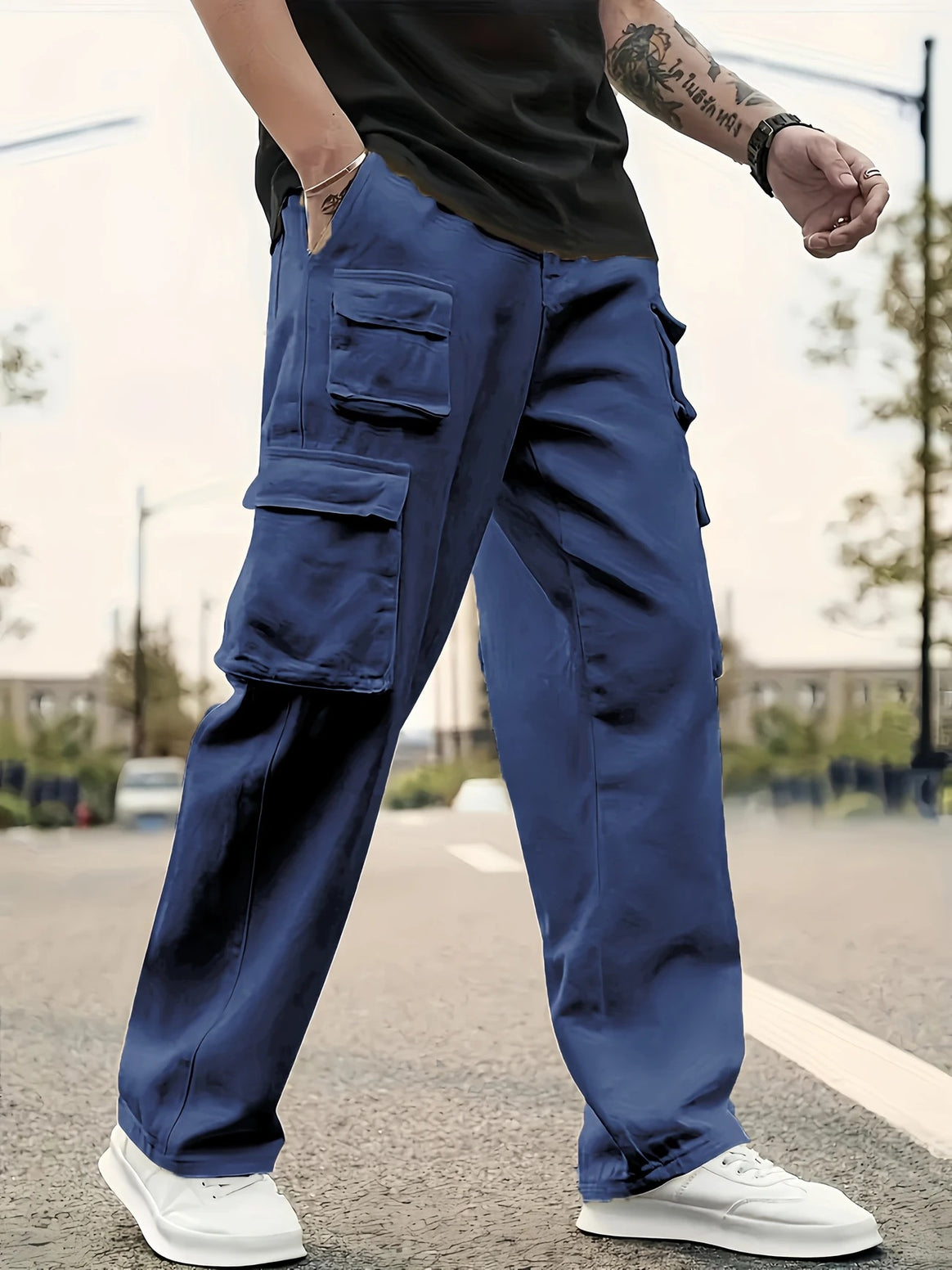 Men's Oversize Utility Cargo Pants with multiple patch pockets Mune Fashion