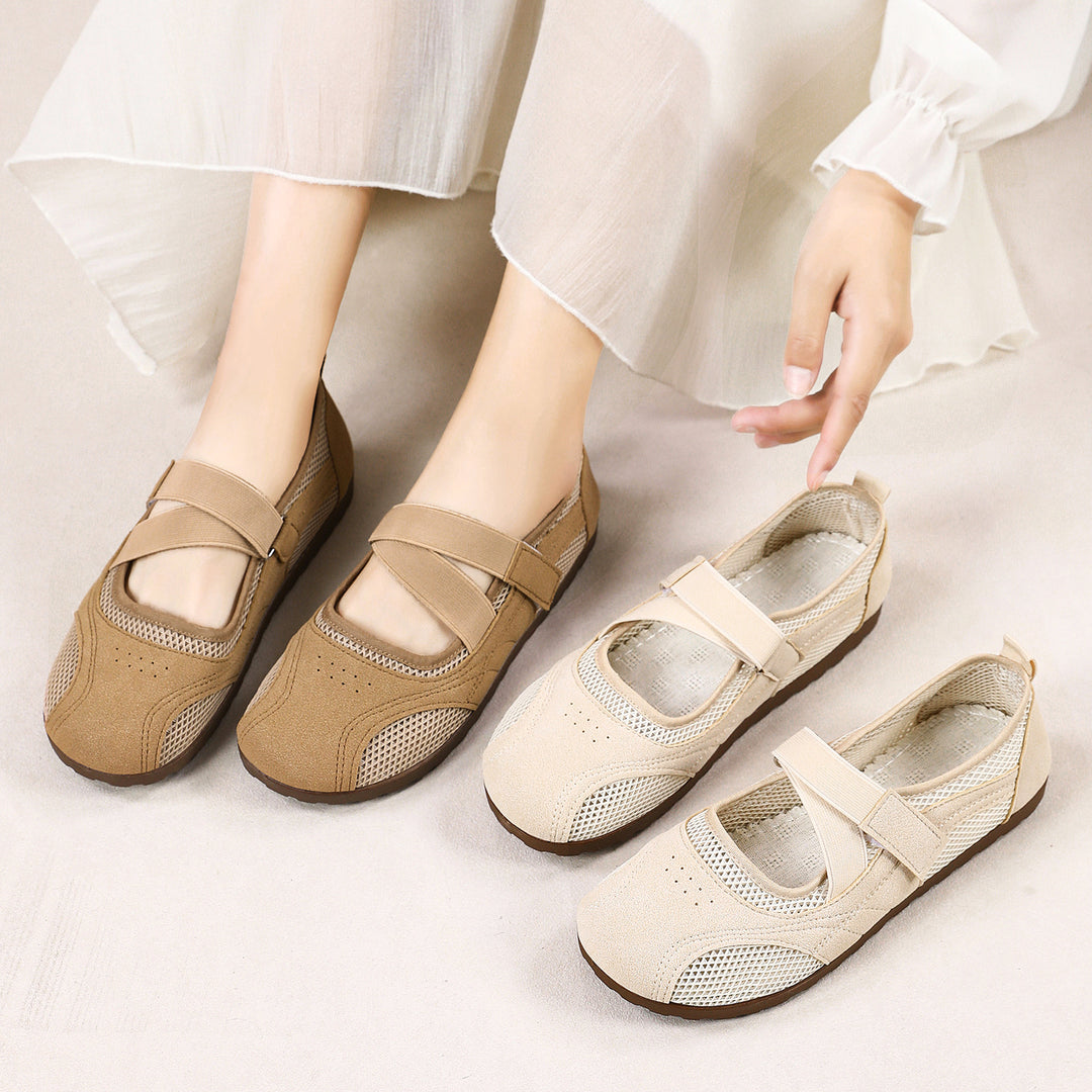 Women’s breathable Mary Jane walking shoe with Velcro and reinforced profile sole Mune Fashion
