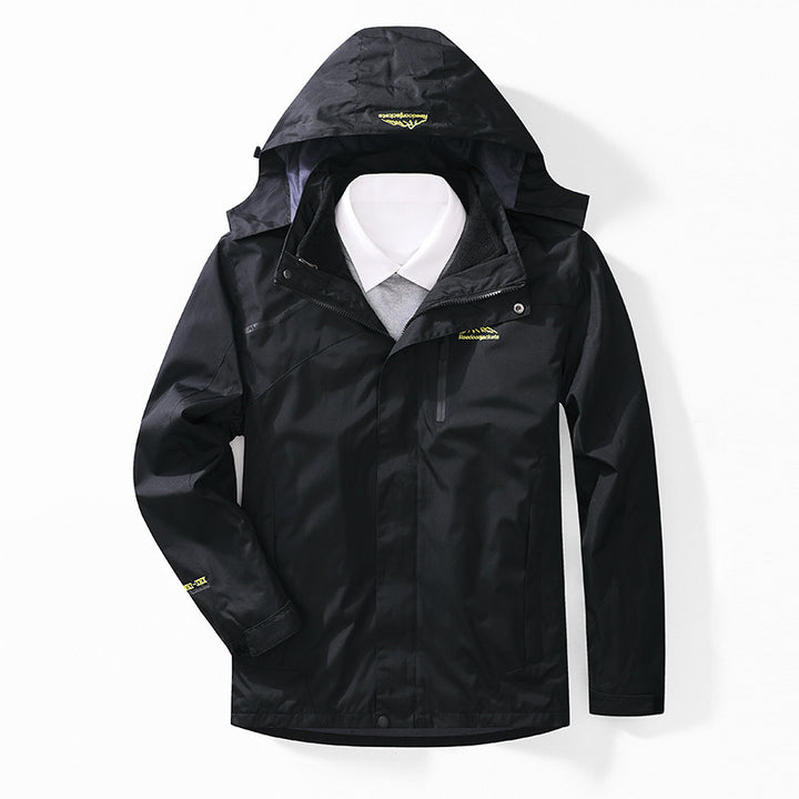 Men's two-layer waterproof outdoor jacket with fleece collar and hood Mune Fashion