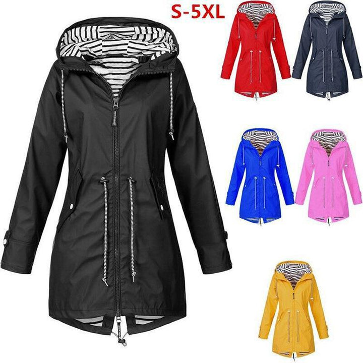 Women's tailored parka jacket with hood, drawstring waist and concealed zipper Mune Fashion