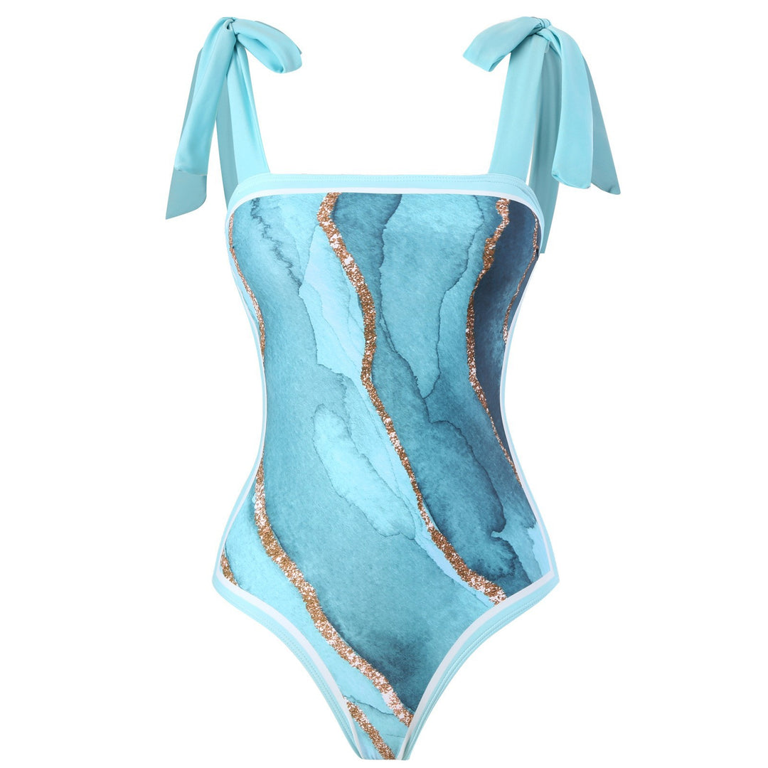 Damen Wickelrock mit elegantem Aquarell-Muster und Bindegürtel Echo Archiv