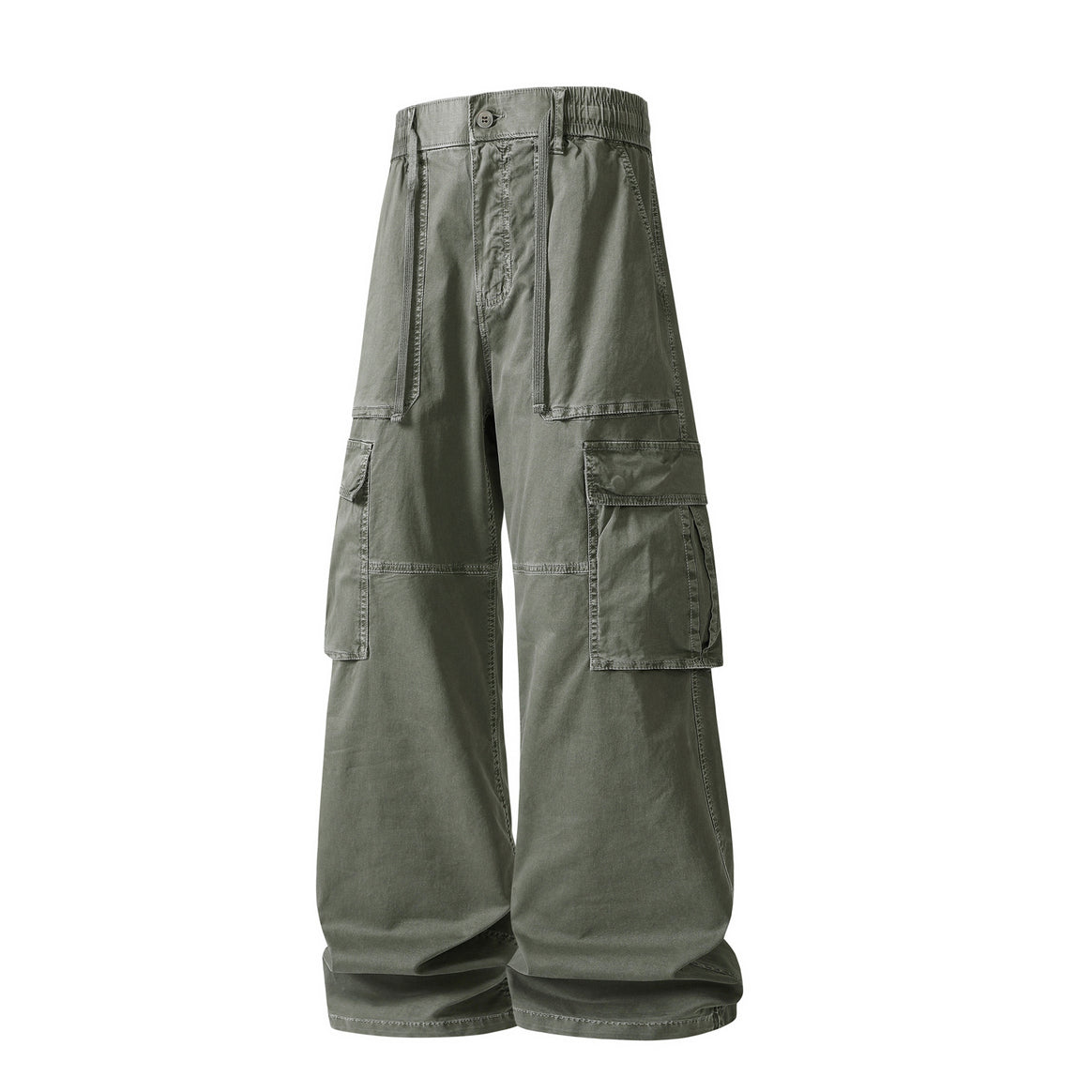 Herren Extraweite Utility-Cargo-Hose im Baggy‑Cut mit elastischem Bund und Mehrfachklappentaschen Mune Fashion