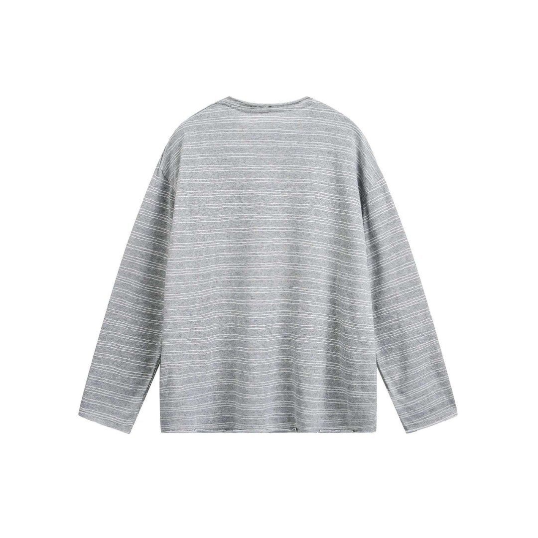 Unisex Oversized Long Sleeve Shirt made of fine cotton blend with subtle striped texture Mune Fashion