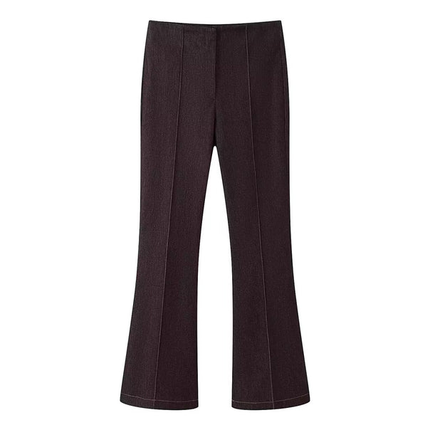 Women's High Waist Flared Trousers with Crease and Light Stretch Mune Fashion