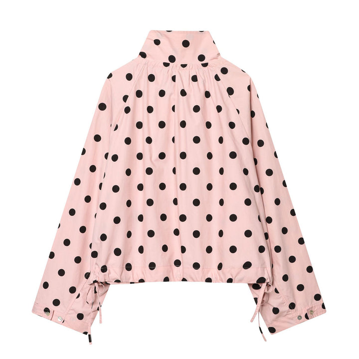 Women's dotted lightweight rain jacket with high stand-up collar, drawstring and button placket Mune Fashion