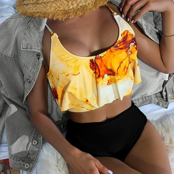 Women’s Sporty Bikini with Floral Ruffles Mune Fashion