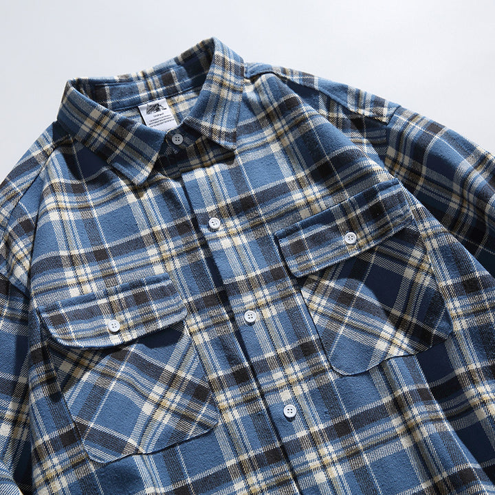 Unisex Checked Overshirt in Boxy Cut with Chest Flap Pockets made of Soft Flannel Mune Fashion