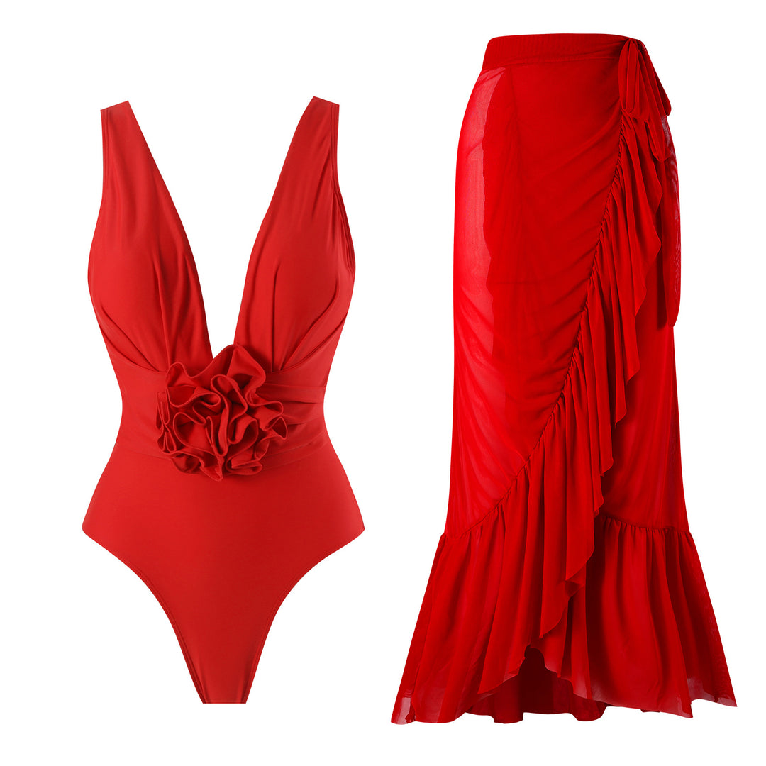 Women's Swimwear Set with Floral Cut and Elegant Ruffle Design Mune Fashion