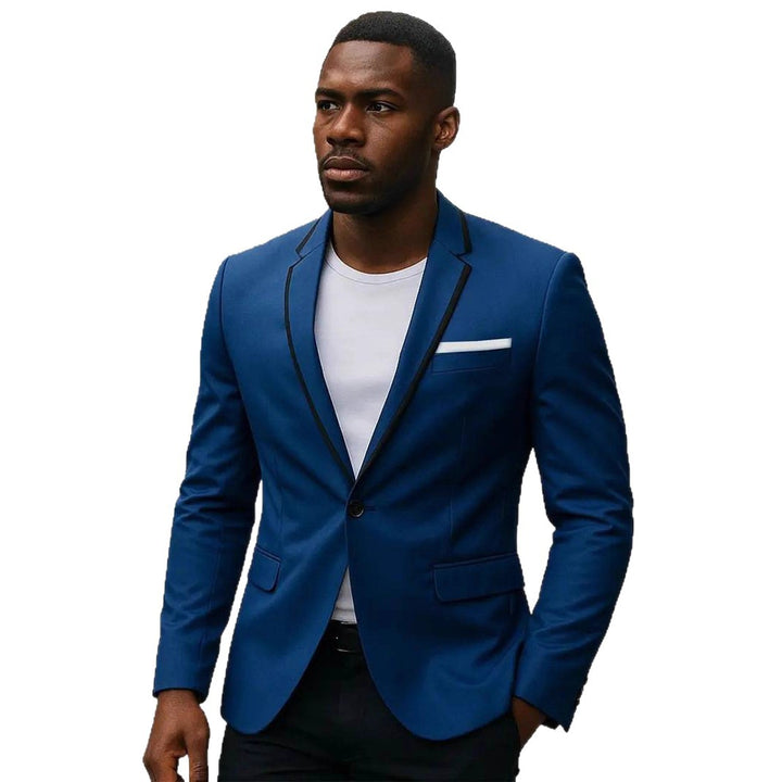 Men's single-breasted slim-fit blazer with contrasting lapel trim and flap pockets Mune Fashion