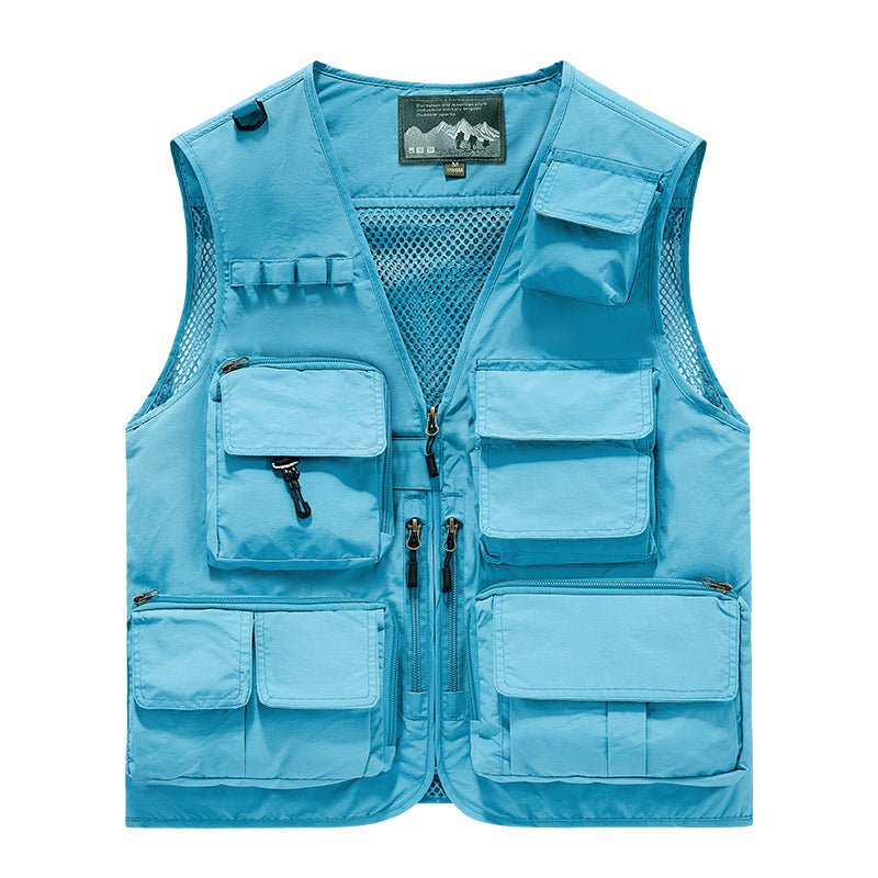 Men's Multifunctional Outdoor Utility Vest with Mesh Lining and Numerous Pockets Mune Fashion