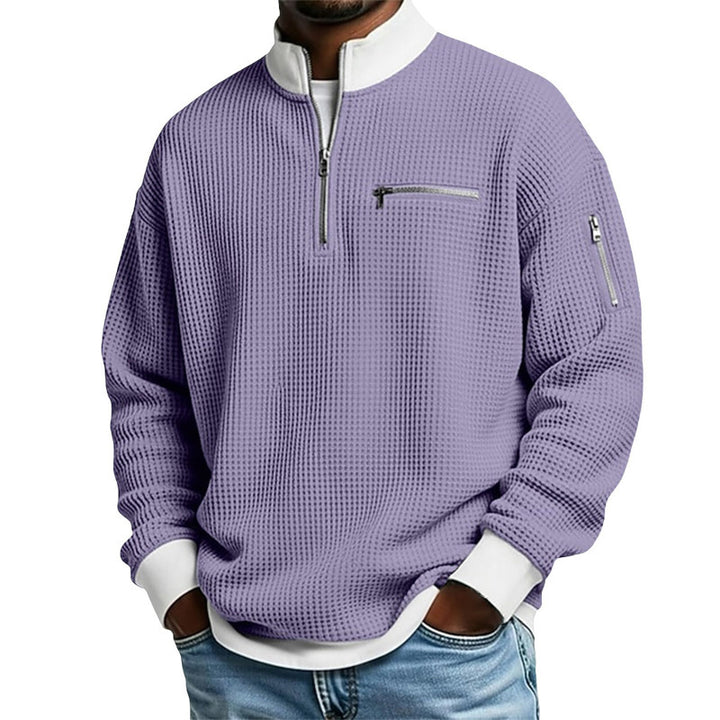 Men's sporty quarter-zip pullover with textured pattern Mune Fashion