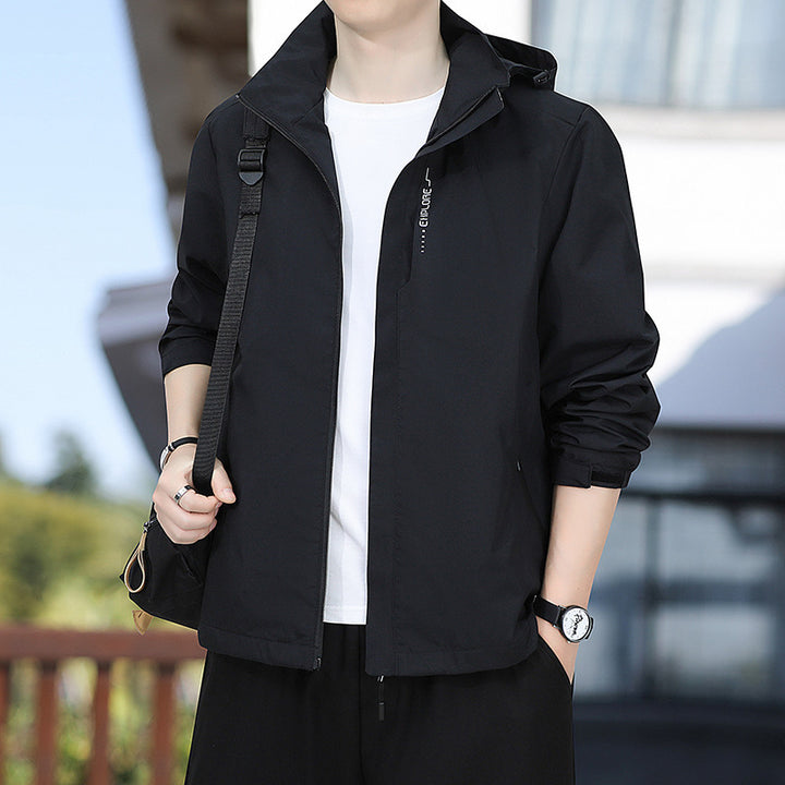Men's Lightweight Hooded Windbreaker with Full-Zip and Concealed Pockets Mune Fashion