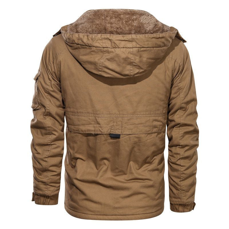 Men's robust canvas military jacket with warming teddy lining and hood Mune Fashion
