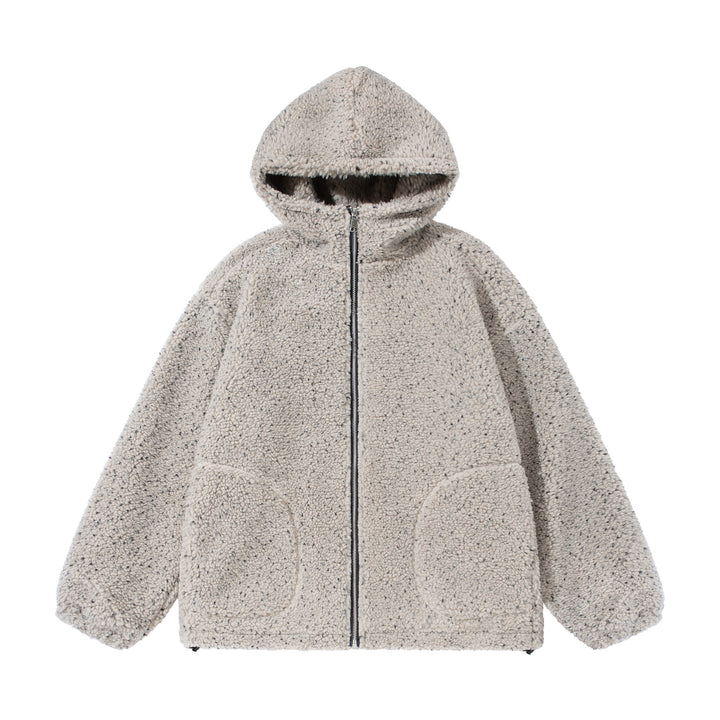 Unisex Boxy Teddy-Fleece Hoodie Jacket with Zipper Mune Fashion