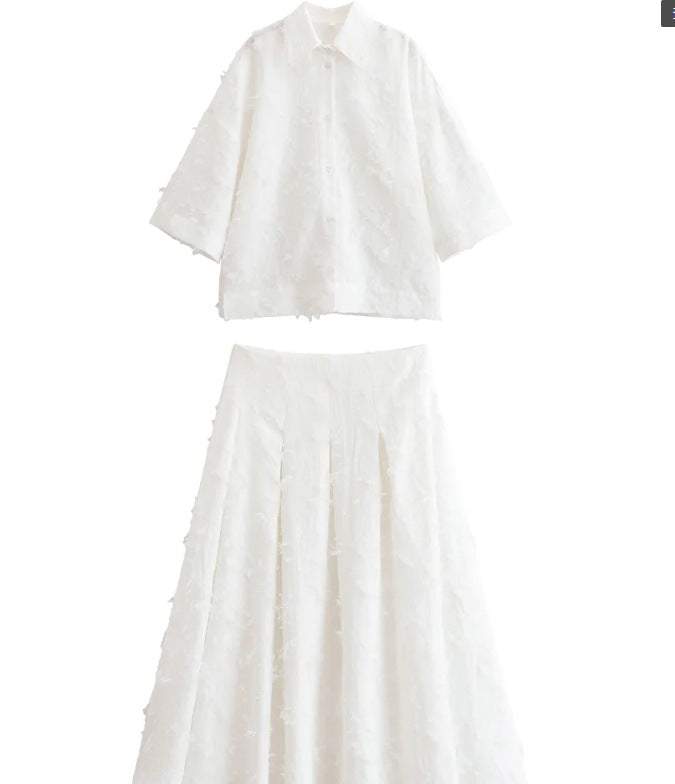 Ladies 300+ oversized structured blouse with fringe look and three-quarter sleeves Mune Fashion