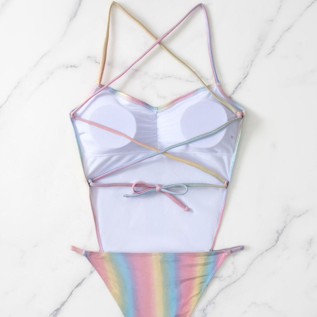 Women High Collar One-Piece Swimsuit with Gloss Finish Mune Fashion