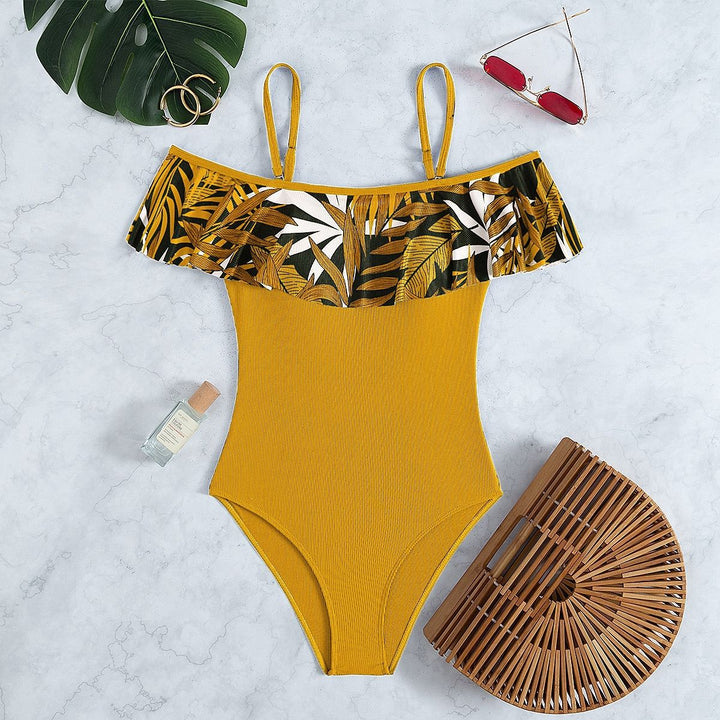 Women's Off-Shoulder Swimsuit with Voluminous Ruffle Design Mune Fashion