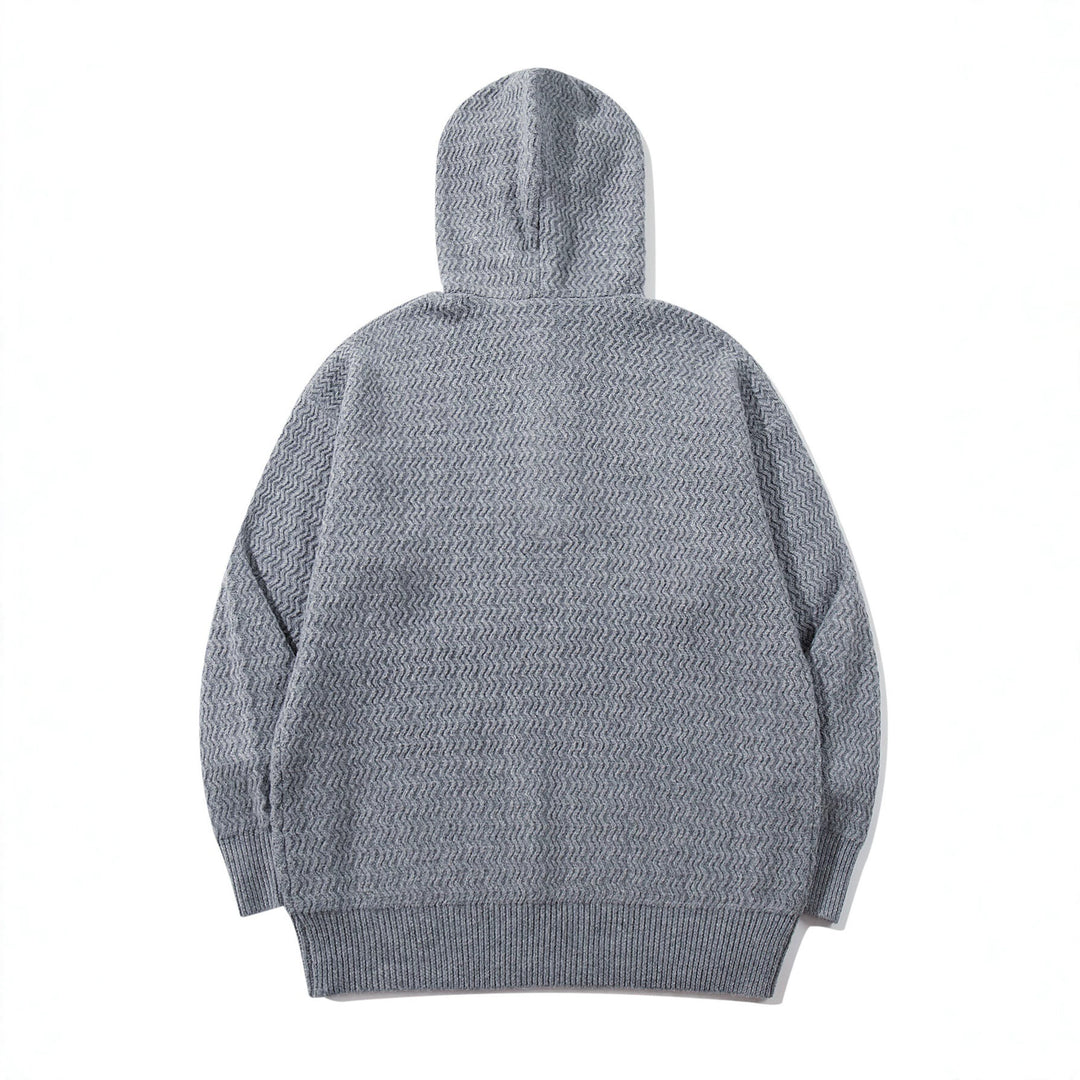 Unisex Structured Hooded Knit Sweater with Henley Button Placket Mune Fashion