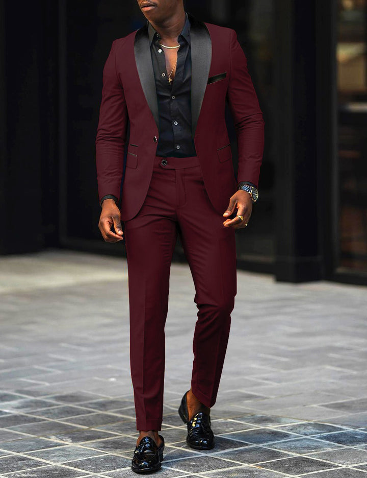 Men's narrow cut tuxedo with satin lapels and slim-fit trousers Mune Fashion