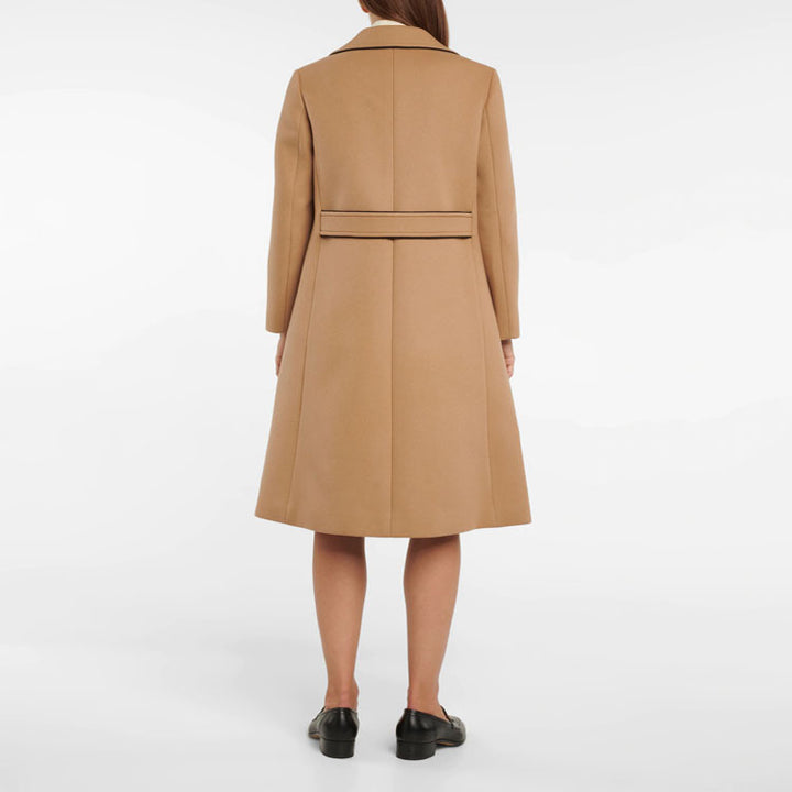 Ladies Tailored Wool Blend Coat with Wide Lapels and Flared Skirt Mune Fashion