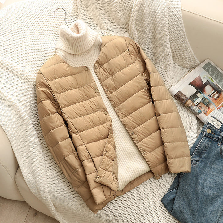 Women Ultra-Lightweight Quilted Jacket without Collar, Packable Thermal Jacket for Travel and Everyday Mune Fashion