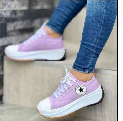 Women  retro-inspired canvas platform sneakers with reinforced toe cap and grippy profiled sole Mune Fashion