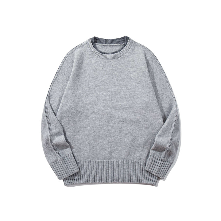 Unisex Fine Knit Round Neck Sweater with Wide Ribbed Cuff and Dropped Shoulder Mune Fashion