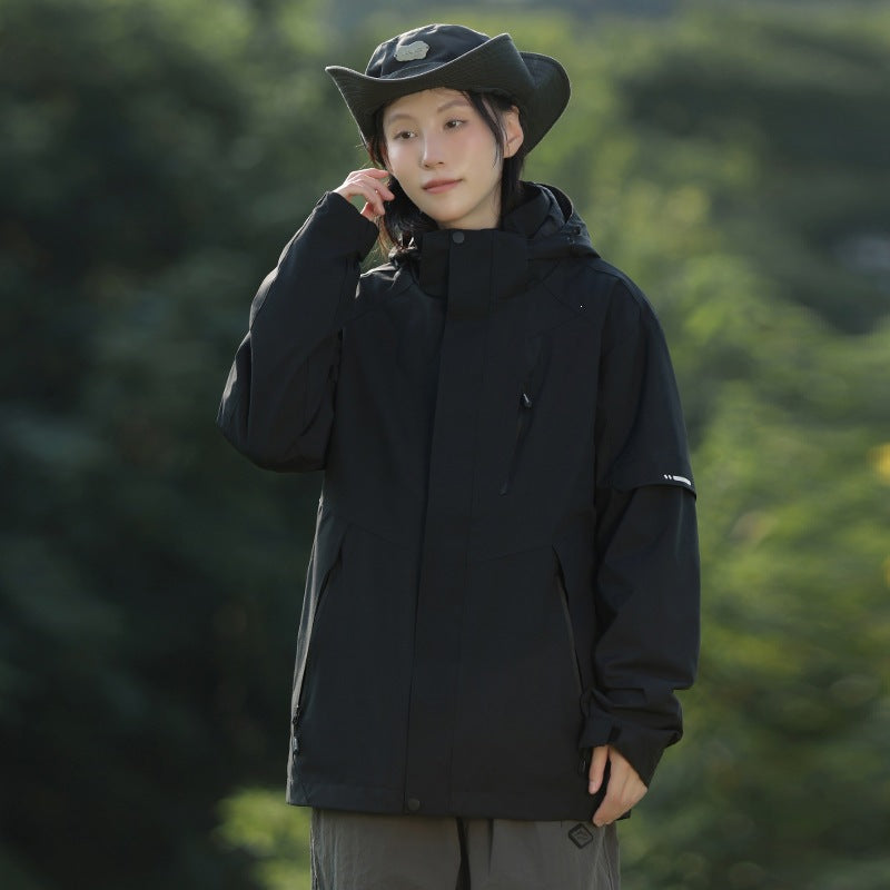 Men's Two-Tone Wind and Water-Repellent Softshell Jacket with Hood Mune Fashion