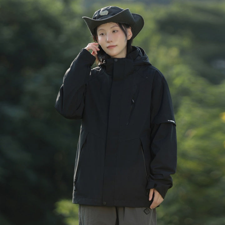 Men's Two-Tone Wind and Water-Repellent Softshell Jacket with Hood Mune Fashion