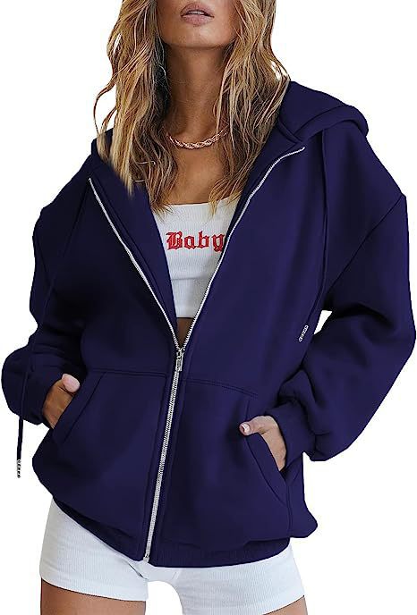 Women oversized hoodie jacket with full zip and kangaroo pockets Mune Fashion