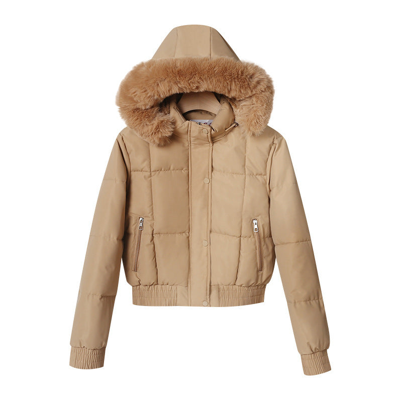 Women’s quilted bomber jacket with hood and faux fur trim Mune Fashion