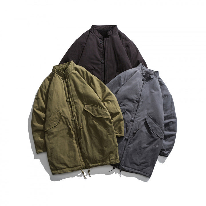 Men's Insulated Parka Jacket in Oversized Cut with Sherpa Lining and Drawstring Hem Mune Fashion