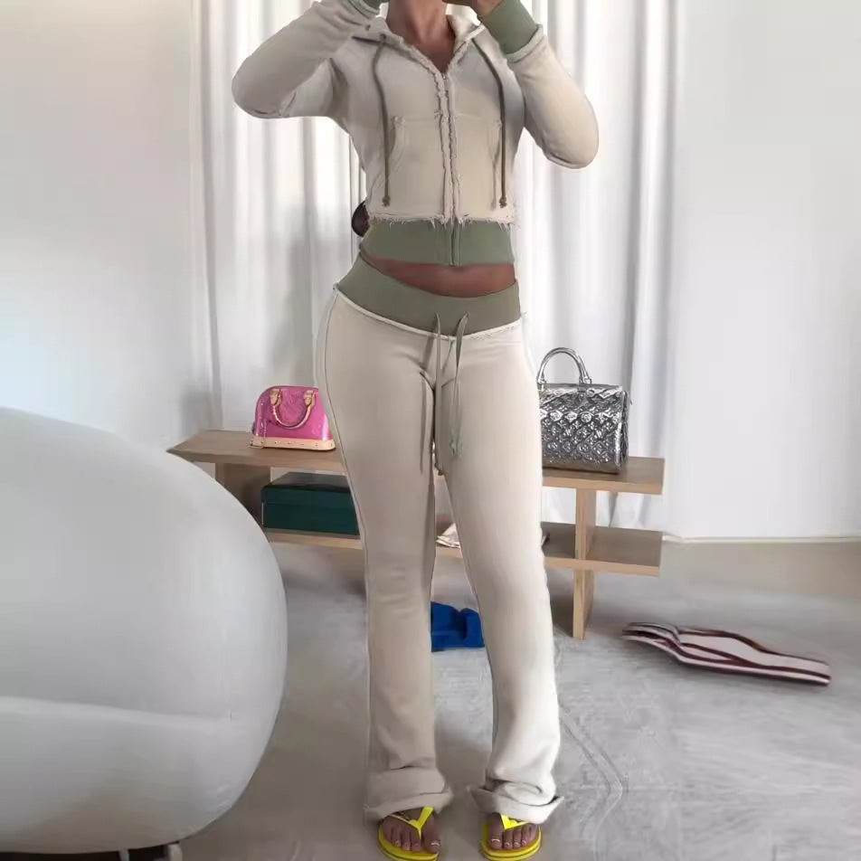 Women's tailored jersey flared lounge pants with drawstring, high comfort waistband, and side slip pockets Mune Fashion