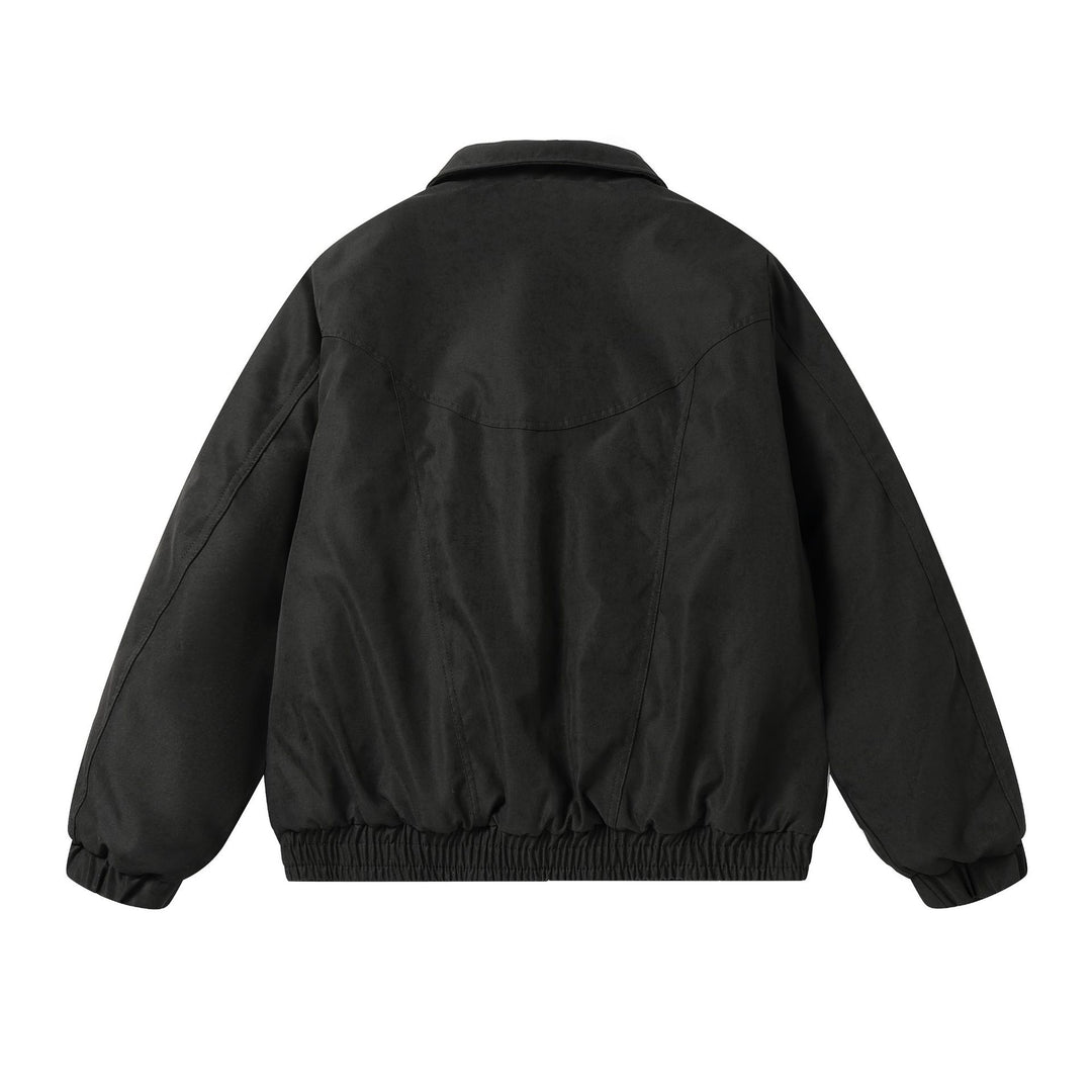 Men's Boxy Utility Bomber Jacket with Short Cut, Metal Zippers, and Elastic Hem Mune Fashion