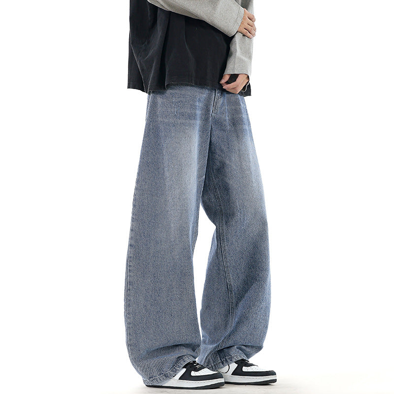 Men's Relaxed Wide-Leg Denim Pants with Extra Wide Leg and Vintage Fade Mune Fashion
