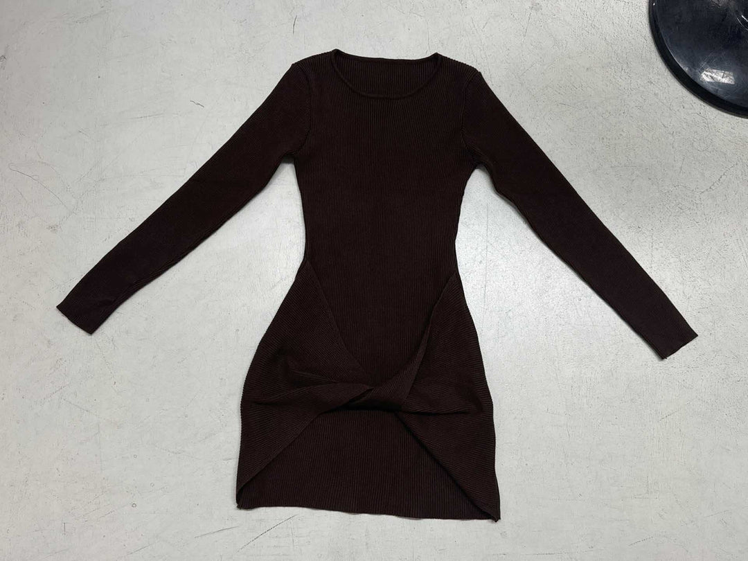 Women's knitted mini dress with wrap twist and figure-hugging silhouette Mune Fashion