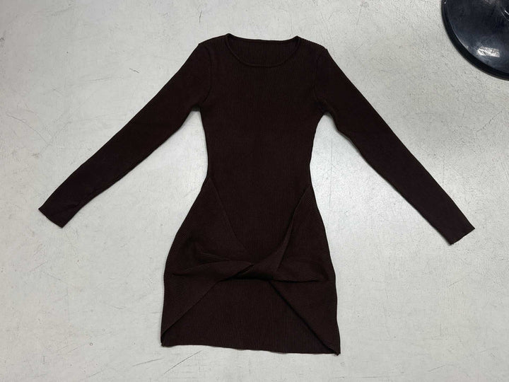 Women's knitted mini dress with wrap twist and figure-hugging silhouette Mune Fashion