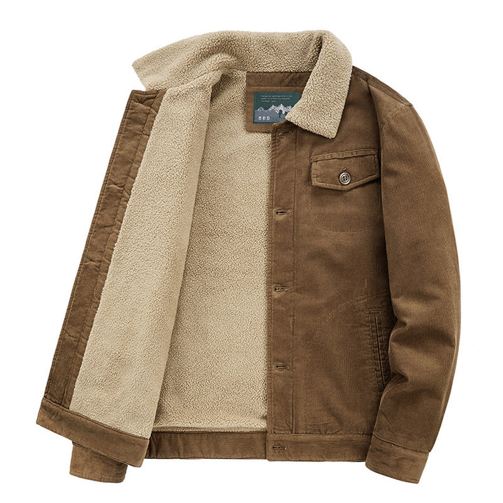 Men's cotton cord jacket in worker blouson with warming sherpa lining Mune Fashion