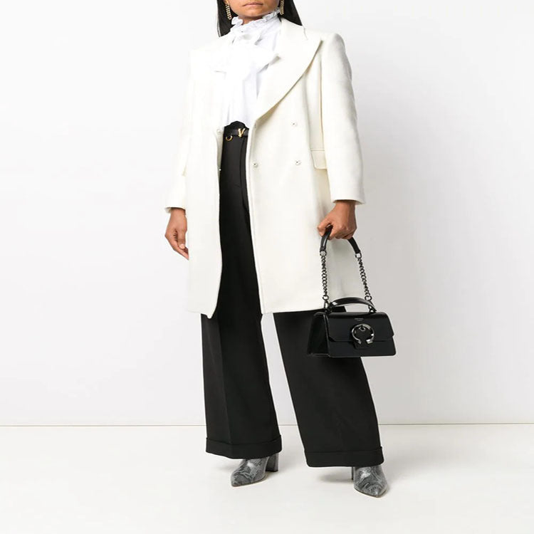Women Clean-Cut Long Coat with Slightly Dropped Lapels and Clear Tailoring Silhouette Mune Fashion