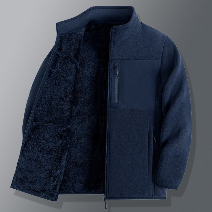 Men's functional thermo fleece jacket with soft teddy inner lining, chest zip pocket and two-way zipper Mune Fashion