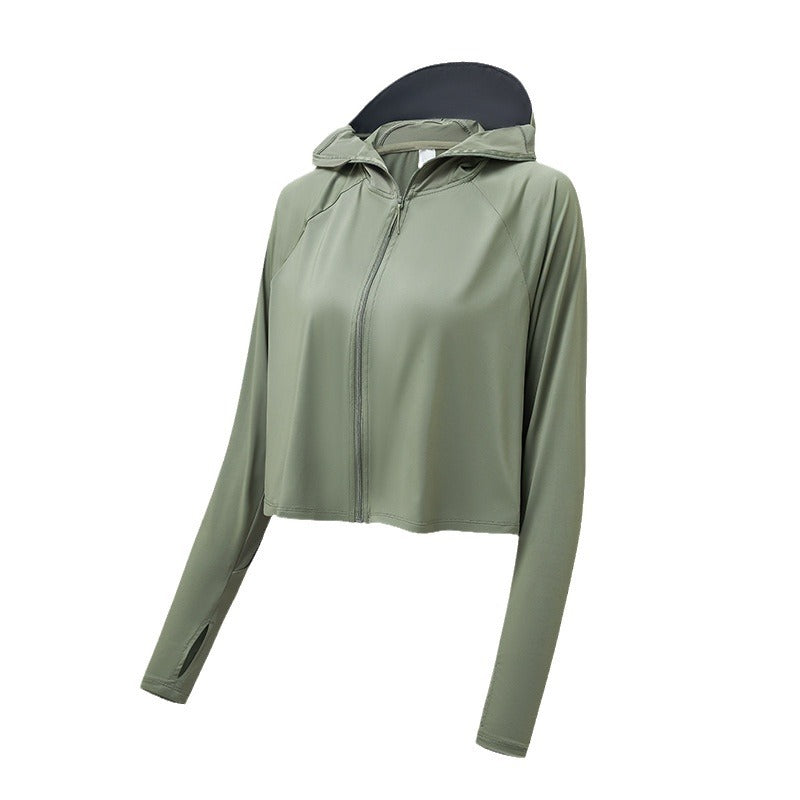 Women's Lightweight Hooded Jacket with UV Protection, Breathable Fabric and Shorter Hem Mune Fashion