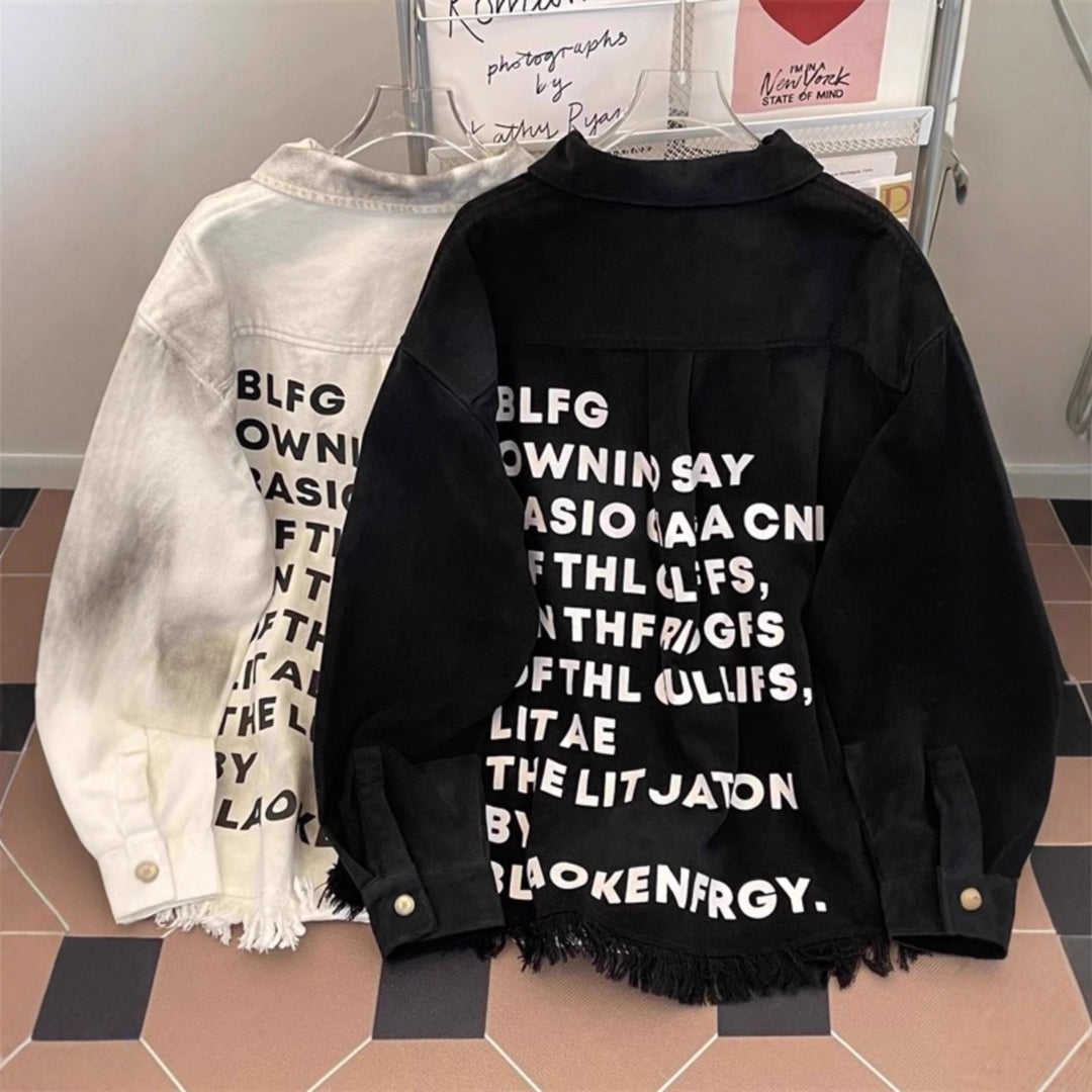 Women's Urban Oversized Jacket with Creative Lettering Mune Fashion