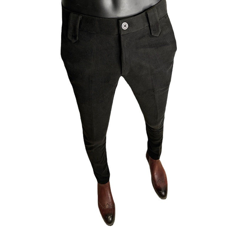 Men's tailored suit trousers made of stretch wool blend with crease Mune Fashion
